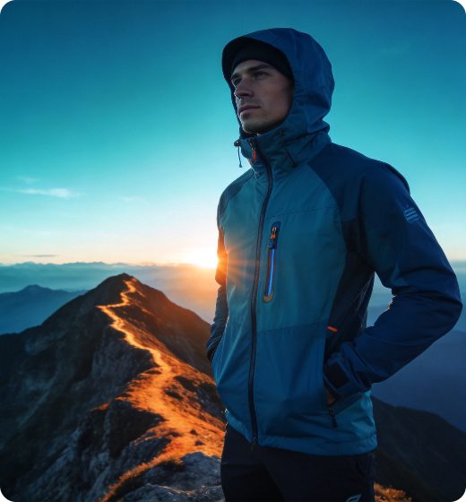 Hero 主图：雪山/户外场景下的功能服饰实景